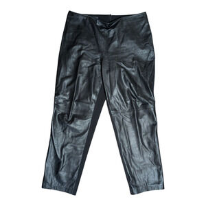 ISABEL USA Vintage Black Leather Front High Rise Straight Leg Pants Women’s 18